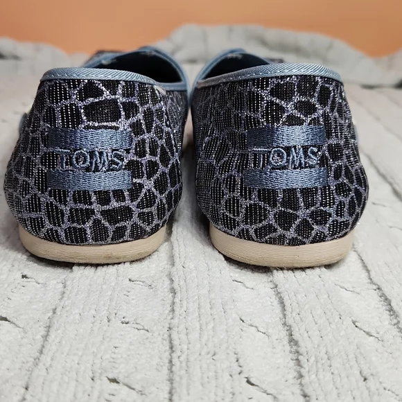 Toms Black Snake w/Silver Glitter Light Blue 8.5W Casual - Picture 5 of 8